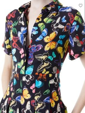 Alice and Olivia Tori Butterfly Pleated Shirt Dress